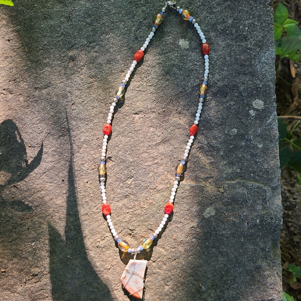Coral lantern necklace